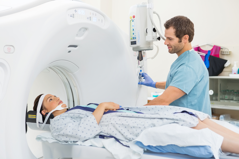 woman getting ct scan
