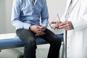 doctor talking to patient about prostate cancer.